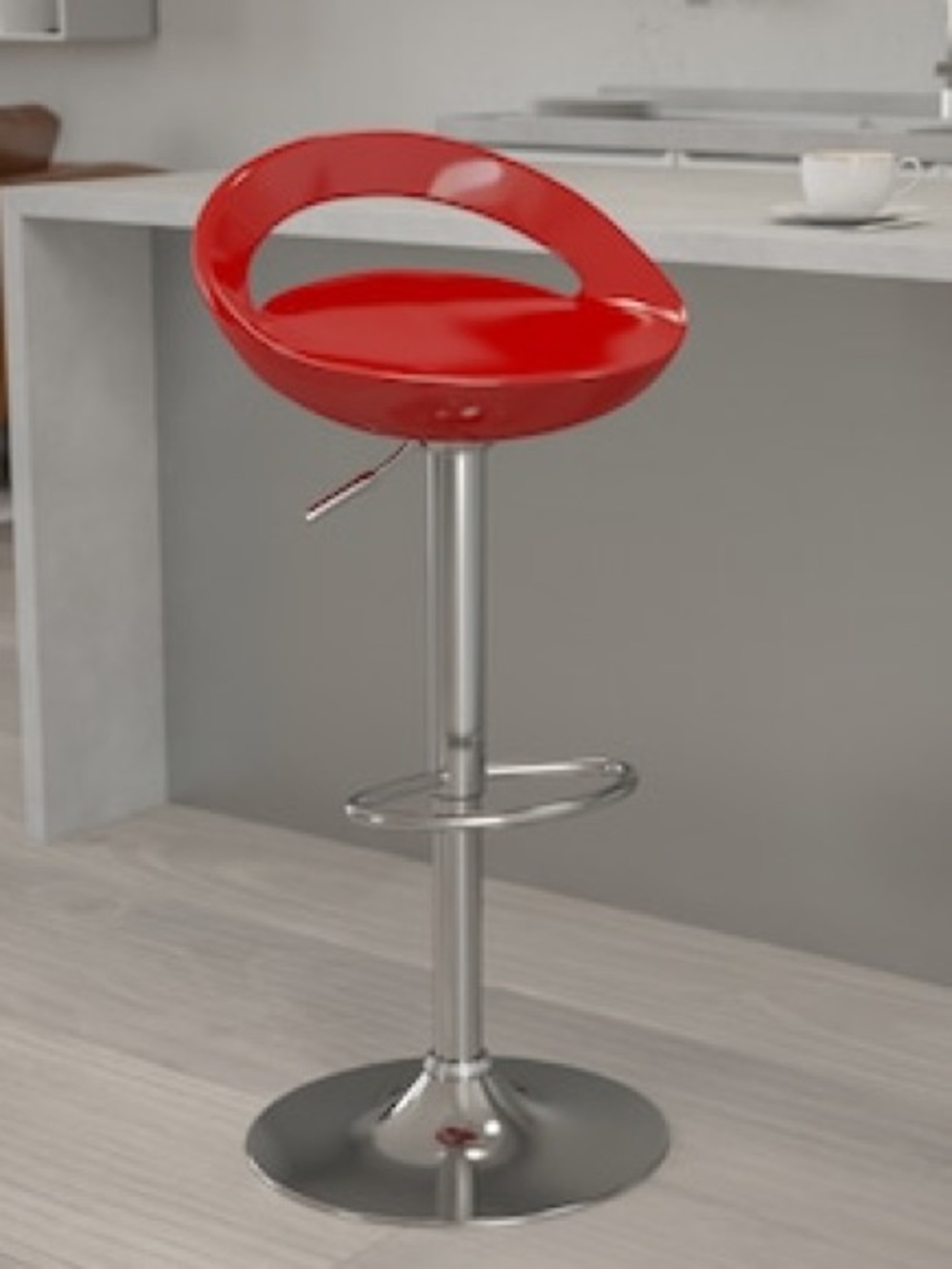 38” in Red and Chrome Low Back Adjustable Counter height Swivel Metal Bar Stool
